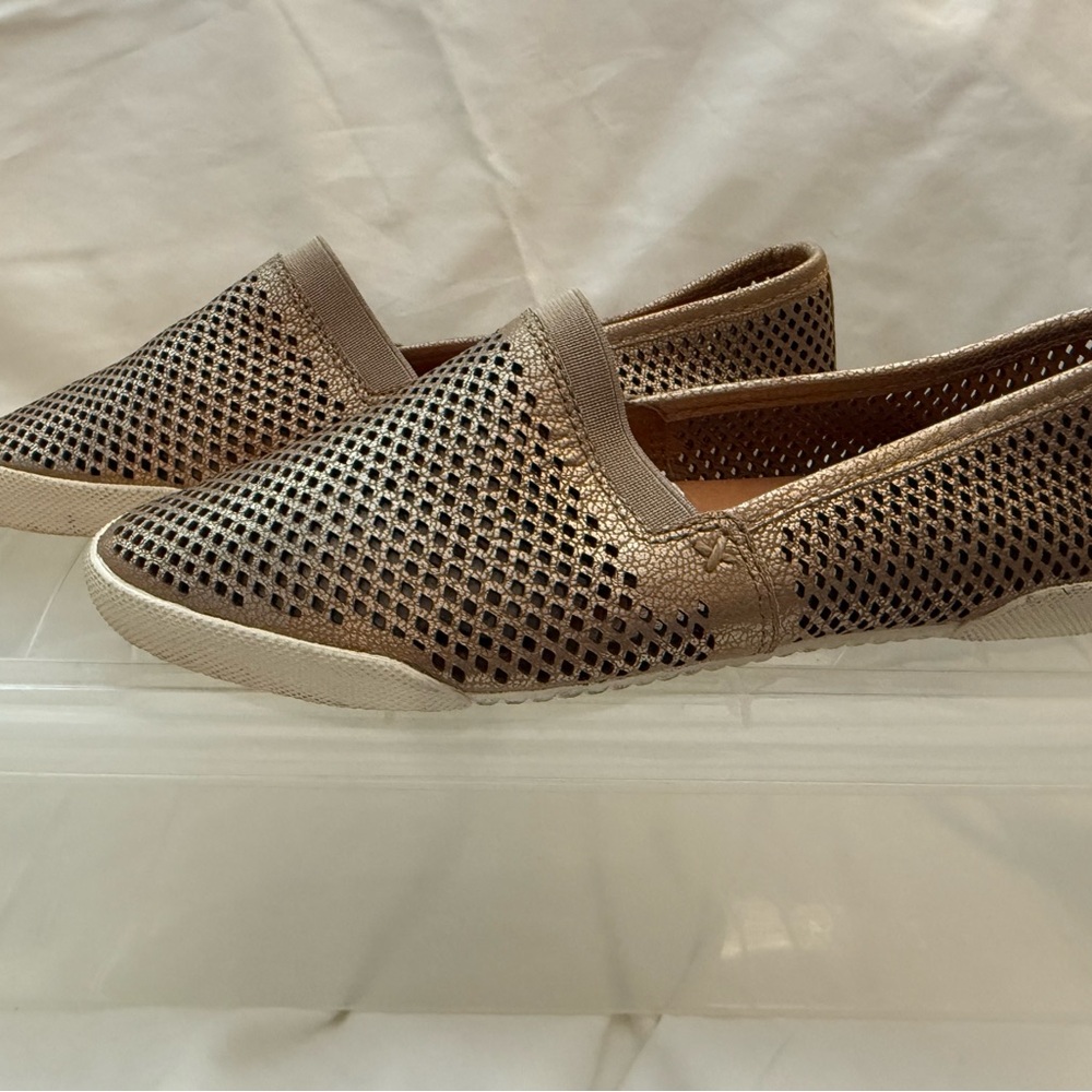 Frye Melanie perforated leather slip ons